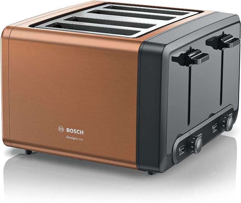 Bosch DesignLine Plus TAT4P449GB 4 Slot Stainless Steel Toaster with variable controls - Copper Only £29 @ Amazon