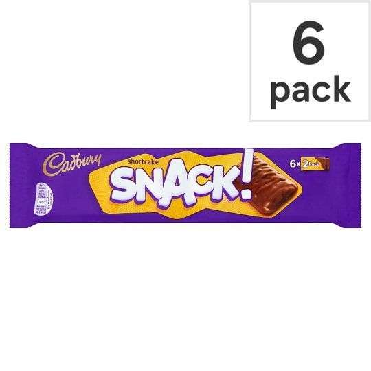 Cadbury Snack! Multipack OFFICIAL, 6-Pack of 2 Chocolate-Covered Shortcake Biscuits, 120 g £1.20 / £1.14 Subscribe & Save @ Amazon