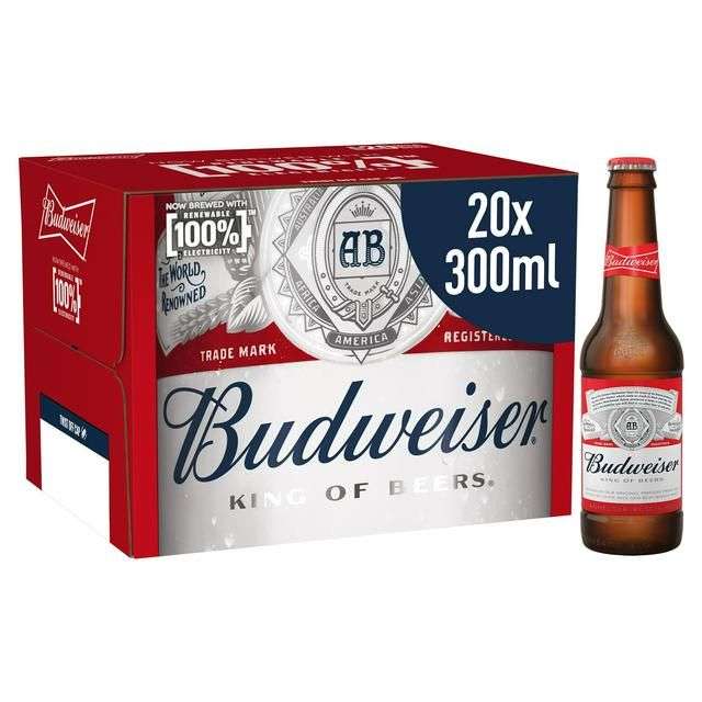 Budweiser Lager Beer Bottles 20 x 300ml £10 @ Morrisons