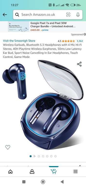 Bluetooth 5.3 headphones with gaming mode , in blue,white or black w/voucher sold by NBZ-UK