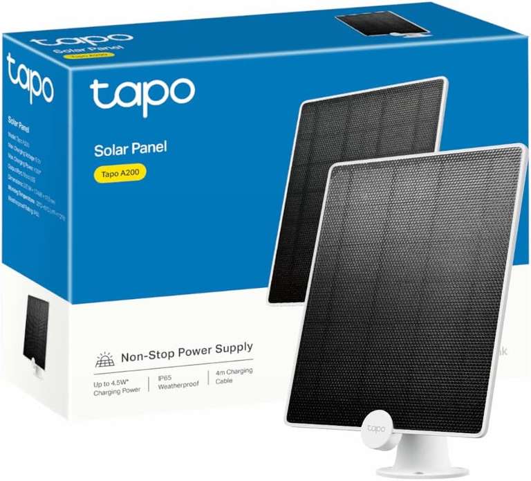 TP-Link Solar Panel, Non-Stop Solar Power, up to 4.5W Charging Power, IP65 Weatherproof, 4m Charging Cable, 360° Adjustable Mounting Bracket
