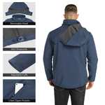 Men's Waterproof Jacket, Fleece Lining, Softshell, Multi Pockets, Outdoor, Windproof, Detachable Hood - sold by 33,000ft EU Direct FBA