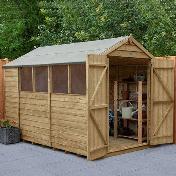 10' x 6' Forest 4Life 25yr Guarantee Overlap Pressure Treated Double Door Apex Wooden Shed from £539.99 with free keysafe @ Shedstore