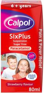 Calpol SixPlus Suspension Sugar Free Paracetamol, Strawberry, 80ml - £3 (£2.85 with Subscribe & Save) @ Amazon