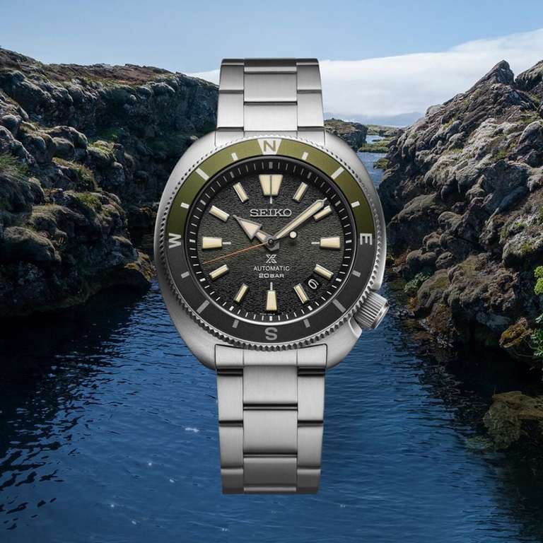 Seiko Prospex Tortoise Limited Edition 42.4mm Grey Dial Green Bezel Bracelet Watch