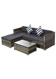 MH Star Outsunny 5 Piece Rattan Garden Furniture Set - One Size