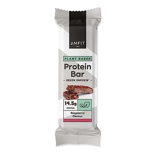 Amazon Brand - Amfit Nutrition Low Sugar Plant Protein Bar, Raspberry Flavour, 55g, Pack of 12 - £5.73 Max S&S / £5.06 w/ S&S Voucher
