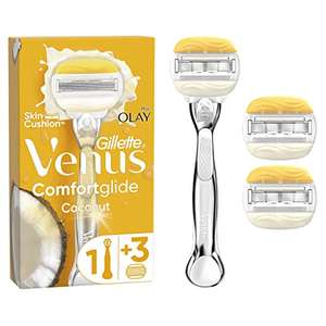 Gillette Venus ComfortGlide Coconut with Olay Women's Razor + 3 Razor Blade Refills, Lubrastrip with A Touch of Vitamin E (S&S £8.97)