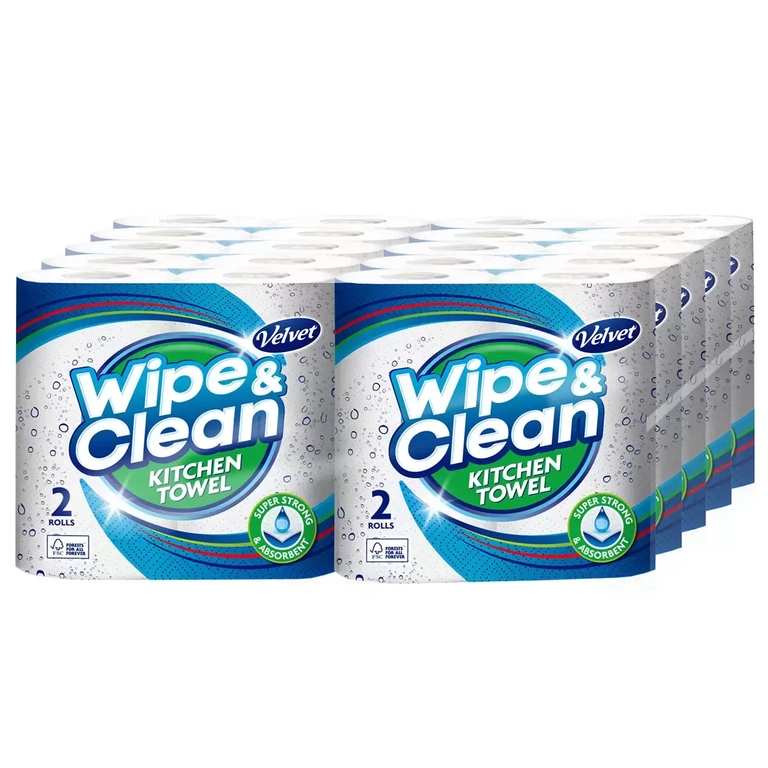 Velvet Wipe & Clean Kitchen Roll Towel 20 x 75 Sheet Pack - Instore