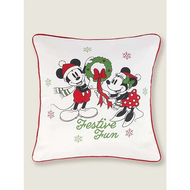 Mickey & Minnie Mouse Christmas Wreath Cushion - £2 with click & collect @ George (Asda)