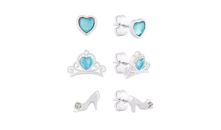 Disney Silver Crystal Cinderella Stud Earrings - Set of 3 Now £9.99 Free C&C @ Argos