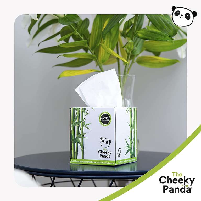 12X The Cheeky Panda Bamboo Facial Tissues Boxes | Soft Face Tissues | Plastic Free Tissues Box Multipack - £9.31 with Max S&S