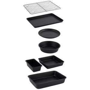 Salter Bakes Bakeware Set Stackable 7 Piece Set Compact Storage Oven Safe Black with code, Sold By Home Of Brands