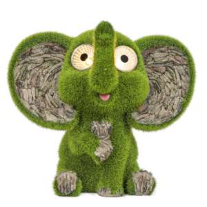 Grass Elephant Statue with Bright Solar Light Eyes, Waterproof Resin 23cm With Voucher Sold By Valery Madelyn UK/FBA