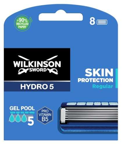 WILKINSON SWORD - Hydro 5 Skin Protection For Men | Hydrating Gel & Precision Trimmer | Pack of 8 Razor Blade Refills S&S £10.95/£9.80