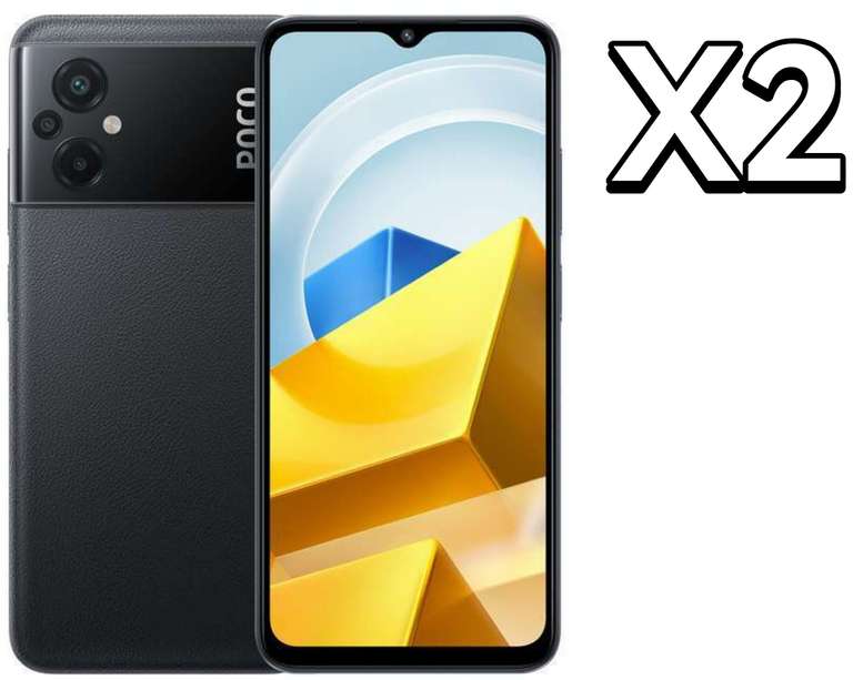 Get 2 Xiaomi POCO M5 - Smartphones 4+64GB, 6.58 Inch 90Hz FHD+ DotDrop Display, MediaTek Helio G99 (£103.55 Per Phone)