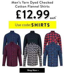 Men’s Checked Cotton Flannel Shirts For £12.99 Each With Code + £1.99 delivery @ Tokyo Laundry Shop