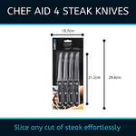 Chef aid Stainless Steel Serrated Steak knife set, Set of 4 Durable Multipurpose Kitchen Knives with Comfort grip, ERGONOMIC - non-slip