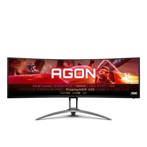 AOC AGON AG493UCX2 49" 5120x1440 165Hz 1800R Curved Gaming Monitor - £798.98 @ Amazon