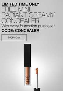 FREE Mini Radiant Creamy Concealer with every foundation purchase with code @ Nars Cosmetics