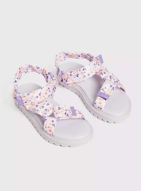 Lilac Floral kids Strappy Sandals reduced + Free Click and collect
