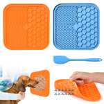 AiQInu Dog Lick Mat with Suction Cup, Pack of 2 Dog Lick Mat BPA-Free with 1 Silicone Spatula, Slow Feeder Dog Lick Mat