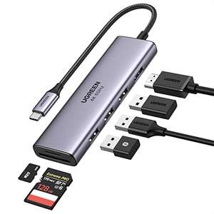 UGREEN USB C Hub HDMI 4K 60Hz, 6 IN 1 Multiport Adapter Type C Hub with 4K HDMI, 3 USB 3.0 Ports, SD/TF Card Reader £17.99 @ UGREEN / Amazon