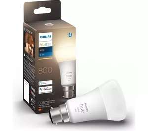 PHILIPS HUE White Smart LED Bulb LED - B22, 800 Lumen - Free click and collect