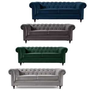 Habitat Chesterfield Velvet 3 Seater Sofa - 4 Colours to Choose From - Using Code