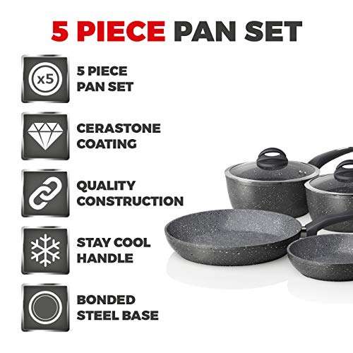 Tower Cerastone T81276 Forged 5 Piece Pan Set with Non-Stick Coating and Soft Touch Handles - £52.33 @ Amazon