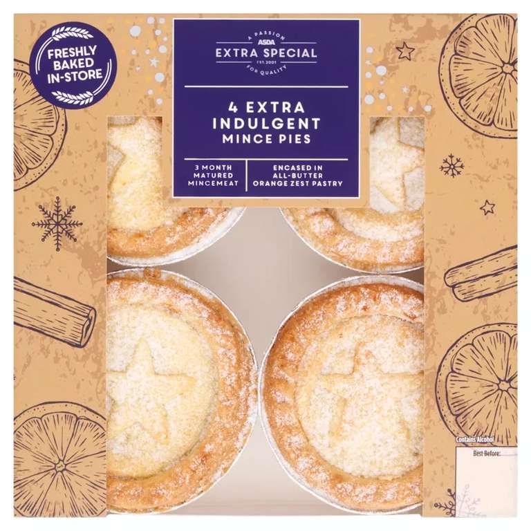 ASDA Extra Special 4 Extra Indulgent Mince Pies - Ware Herts