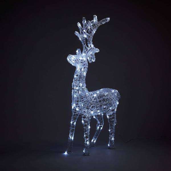Acrylic LED Reindeer White 3D Outdoor Christmas Light Decoration 100cm £55 @ Homebase Click & Collect