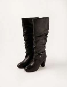 Belle Buckle Slouch Leather Boots Black - £29 (Free Collection) @ Monsoon