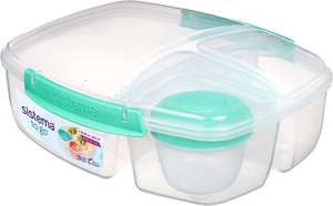 Sistema To Go Triple Split Lunch Box with Yoghurt Pot | 2L Air-Tight and Stackable Food Storage Container | BPA-Free - £4 @ Amazon