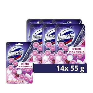 14 x 55g Domestos Power 5 Duo Pack Pink Magnolia Toilet Rim Block limescale prevention up to 300 flushes (Amazon Fresh £15 min delivery)