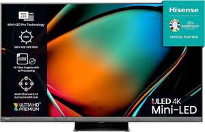 Hisense 55U8KQTUK 55 Inch Mini LED 4K Smart TV, Quantum Dot Colour, 144Hz VRR, 5 Year Warranty