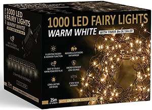 Christmas Tree Lights 1000 LED 25m Warm White - Fairy String Lights (Used-Good) - £12.12 - Sold by Amazon WH / Fulfilled by Amazon
