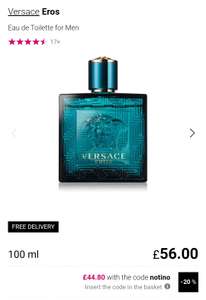 Versace Eros - EDT 100ml £44.80 with code and free delivery @ Notino
