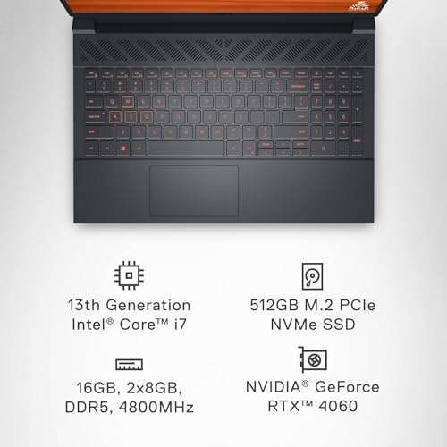 Dell G15 5530 15.6-inch FHD 165 Hz Gaming Laptop, Intel Core i7-13650HX, NVIDIA GeForce RTX 4060 8 GB, 16GB RAM, 512GB SSD, Windows 11 Home