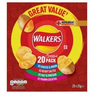 Walkers Classic Variety/Meaty Multipack Crisps 20x25g - Nectar Price