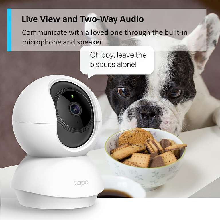 Tapo (C210) 2K 3MP Pan Tilt Security Camera, Baby/Pet Dog AI Monitor, Motion Detection & Tracking,2-Way Audio, Night Vision, SD Card Storage
