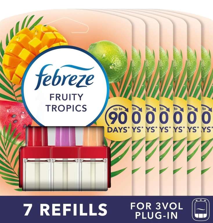 Febreze 3Volution Plug In Air Freshener Refill, 20ML X 7, Air Freshener, Fruity Tropics