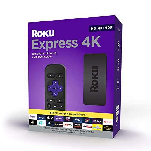 Roku Express 4K | HD/4K/HDR Streaming Media Player, Black £29.99 @ Amazon
