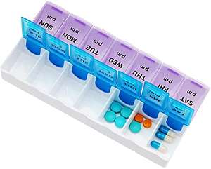 Heavy Duty 7 Day Pill Box Vitamin Medicine Tablet Dispenser Organiser Weekly Storage Case for PM AM