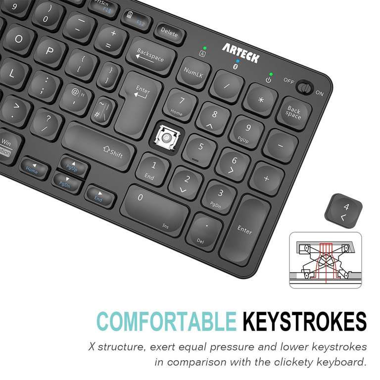 Arteck HB305-2 Universal Multi-Device Bluetooth Keyboard W/ Code Sold by ARTECK FBA