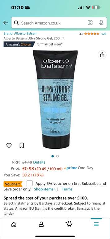 Alberto Balsam Ultra Strong Hair Gel, 200 ml 98p (Minimum order quantity of 3) @ Amazon