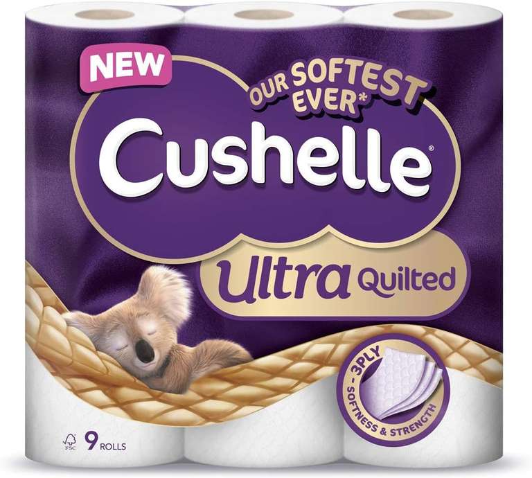Cushelle Ultra Quilted 3PLY 45 Rolls £16.78 or Andrex 3 Ply Quilted Toilet Tissues 48 Rolls £17.98 (Selected Stores Only See Description)