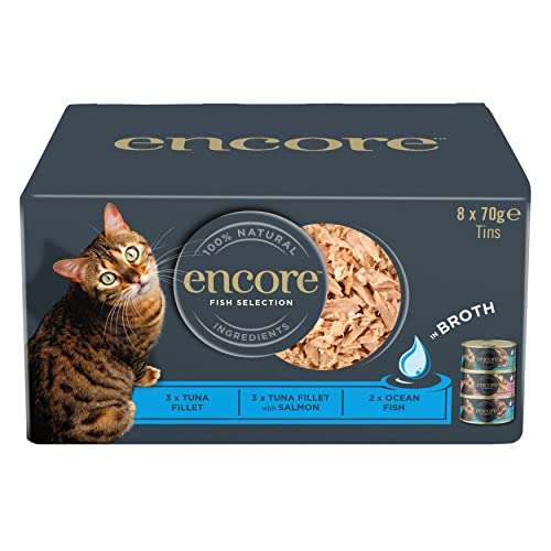 Encore 100% Natural Wet Cat Food, Multipack Fish Selection for Adult Cats 70g (Pack of 32) - £6.40 (Save more with S&S) @ Amazon