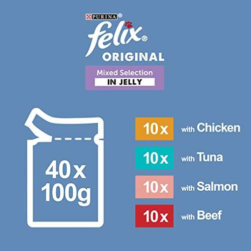 Felix Original Mixed Selection In Jelly Cat Food, 100 g (Pack of 40)