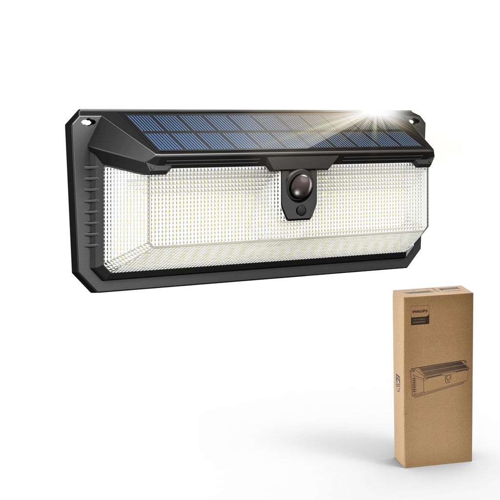 Philips Solar Lights Motion Sensor Outdoor, 258 LEDs Solar Powered Security Lights, 3 Lighting Modes, Waterproof - Favourline-UK - FBA